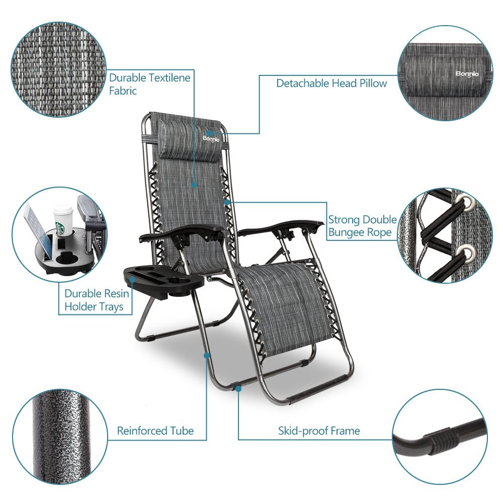 Zero Gravity Chair Set of 2 with Pillow and Cup Holder Q21711