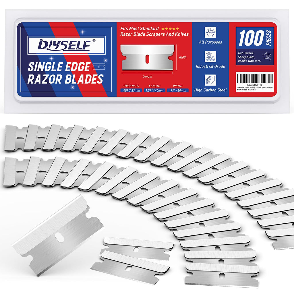 Single Edge Razor Blades, 100 Blades, High Carbon Steel Z88244