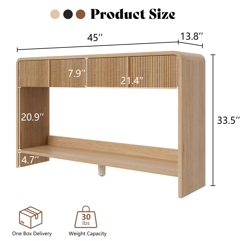 45" Fluted Console Table with 2 Drawers and Open Shelf V123497