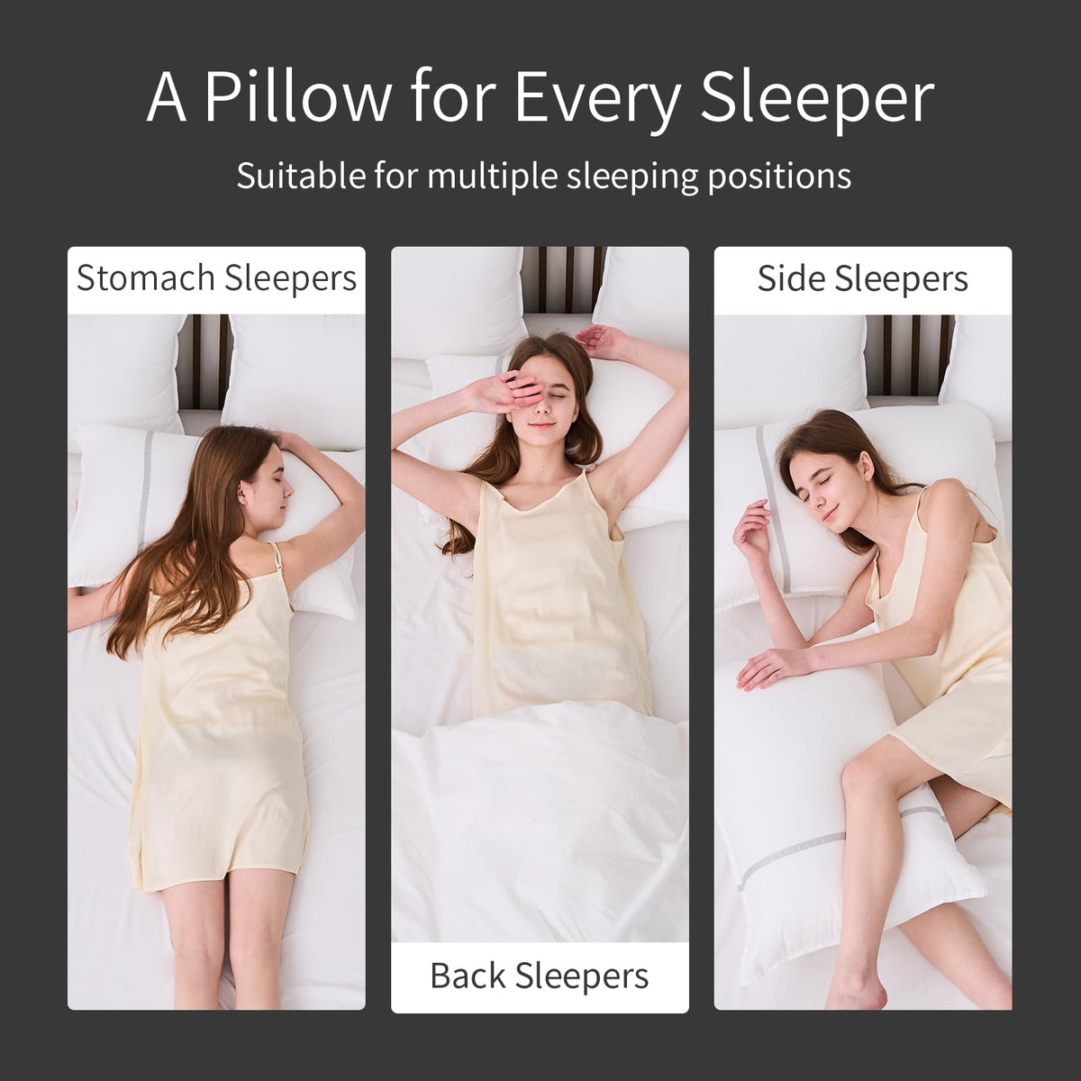 Queen Size Set of 2 Medium Firm Down Alternative Bed Pillows D802222