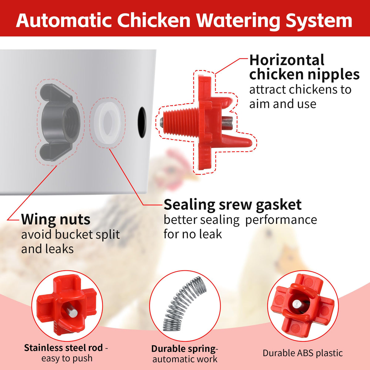 40 Pcs Chicken Waterer Nipples with Drill Bit L5222