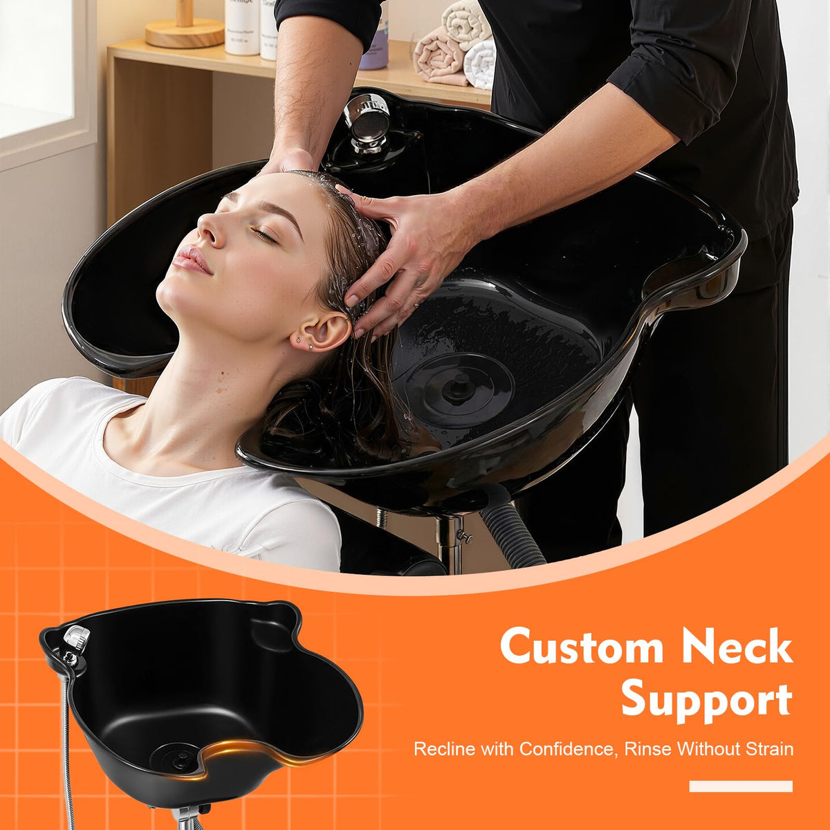 Portable Height Adjustable Shampoo Bowl with Electric Pump Q8284