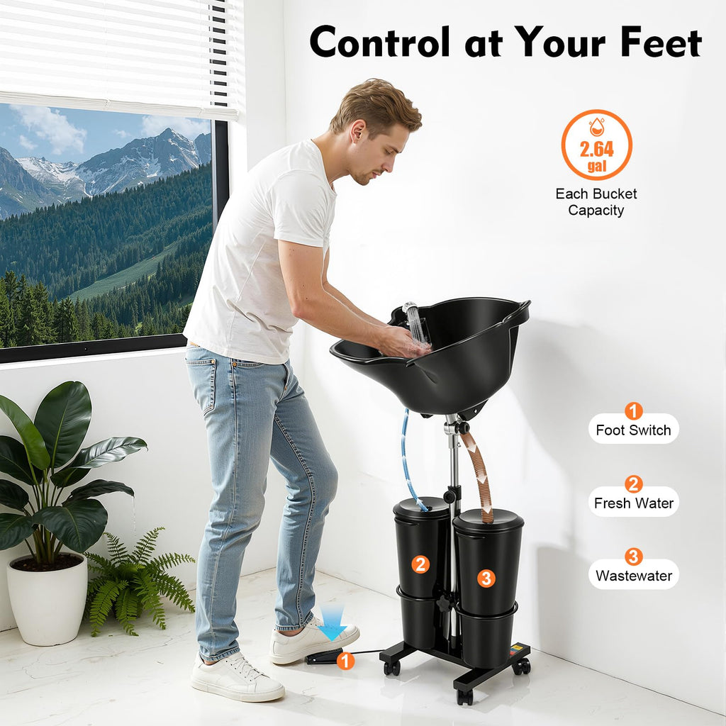 Portable Height Adjustable Shampoo Bowl with Electric Pump Q8284