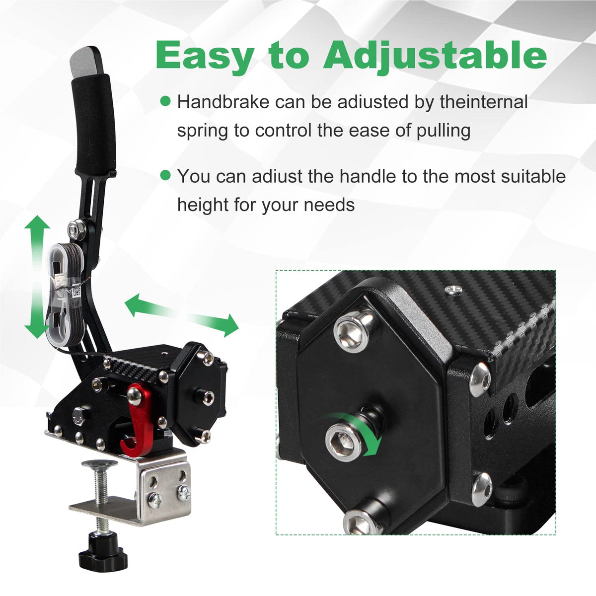 2-in-1 USB Handbrake with Hall Sensor and Clamp R365