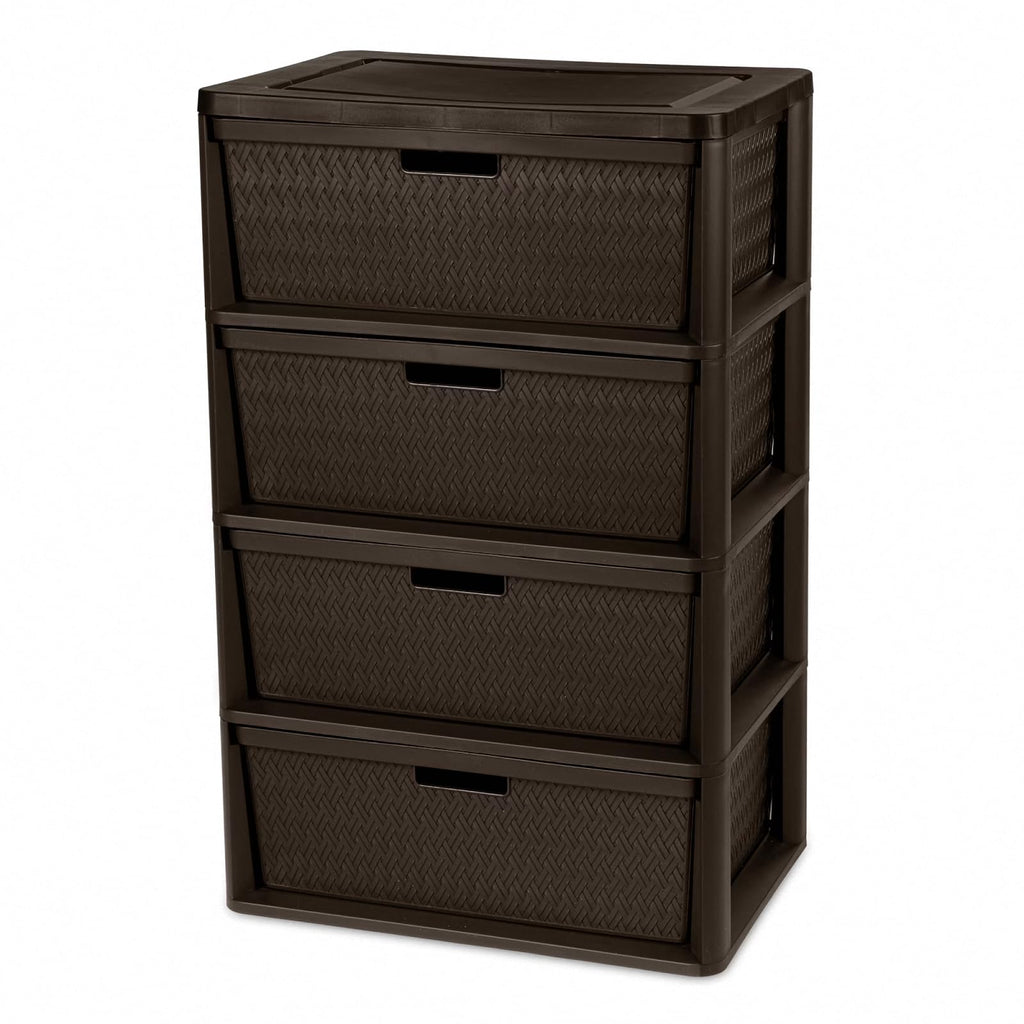 4 Drawer Brown Plastic Storage Tower S543