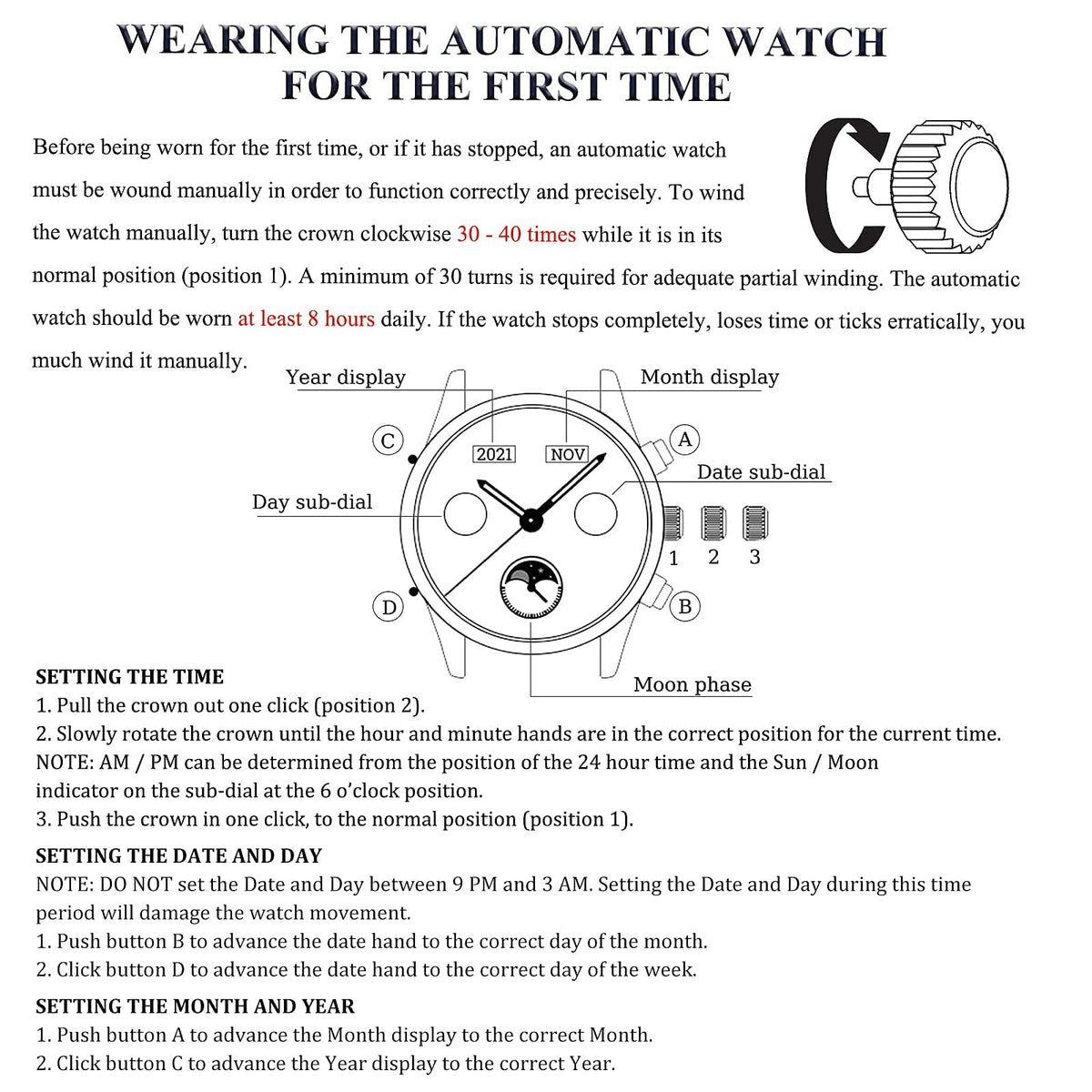 Automatic Mechanical Waterproof Stainless Steel Wrist Watch B751