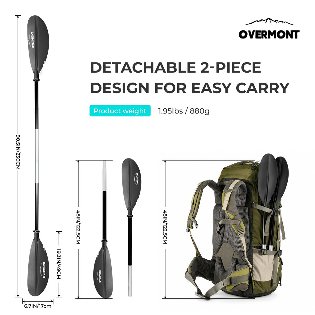 Heavy Duty Aluminum Alloy Kayak Paddles with Leash W4355