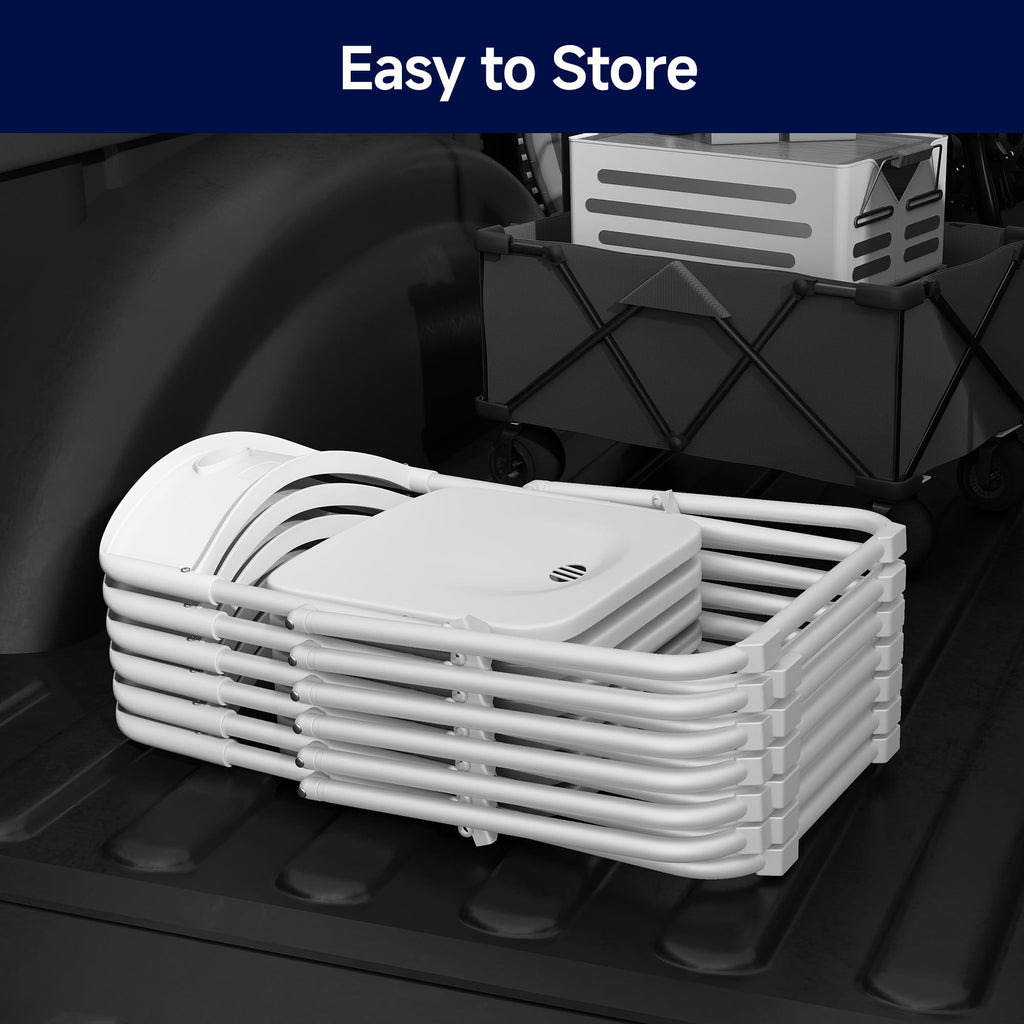 White Plastic Folding Chairs, 10 Pack E873