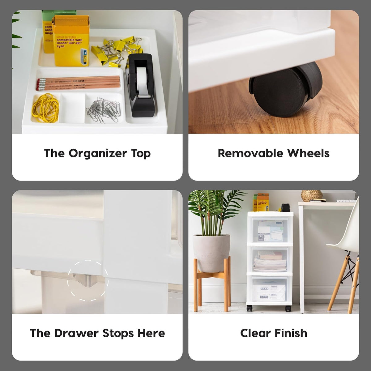 3 Drawer Rolling Storage Cart A1637
