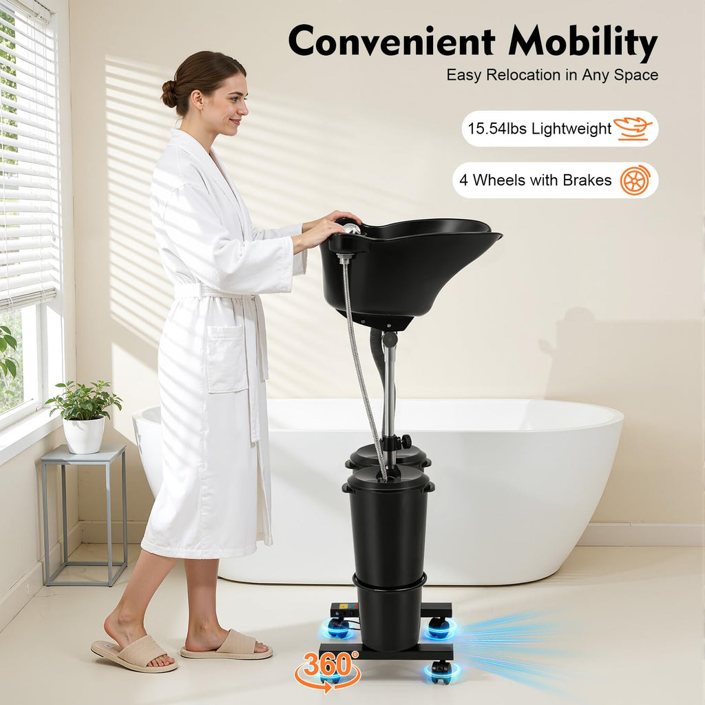 Portable Height Adjustable Shampoo Bowl with Electric Pump Q8284