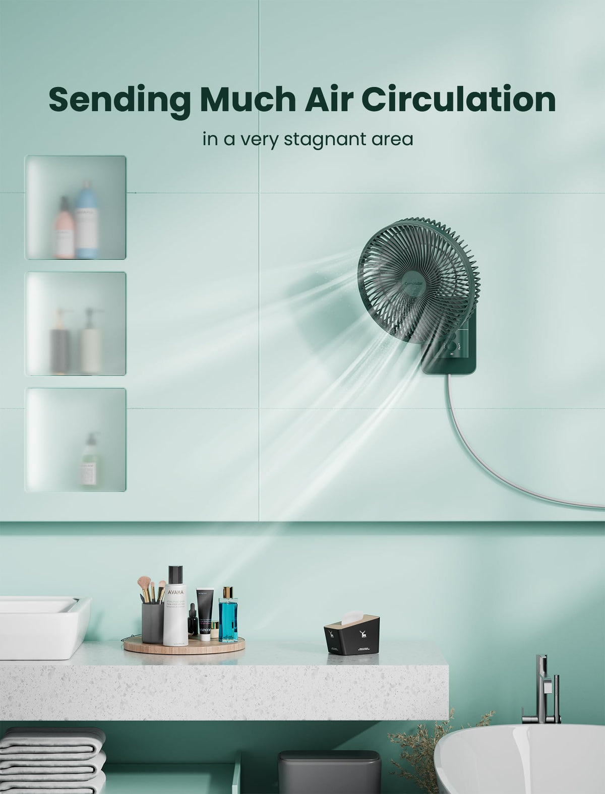Wall Mounted Oscillating Fan with Remote and Timer, 8.5 Inch 4 Speeds C741