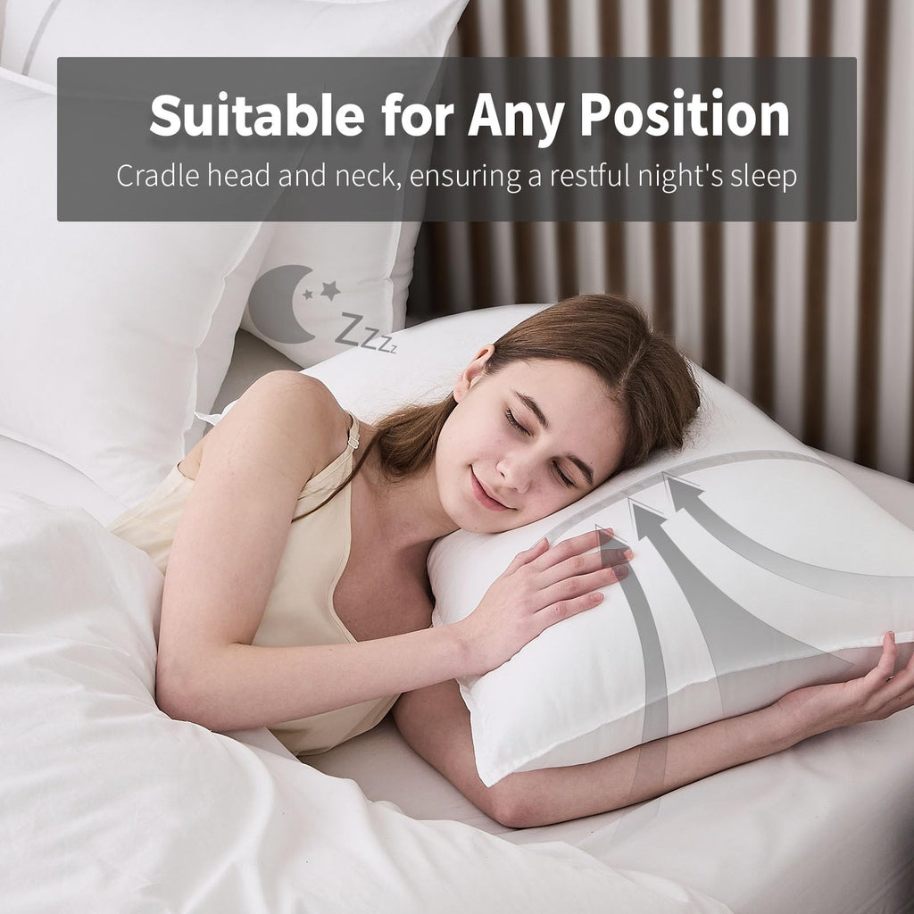 Queen Size Set of 2 Medium Firm Down Alternative Bed Pillows D802222