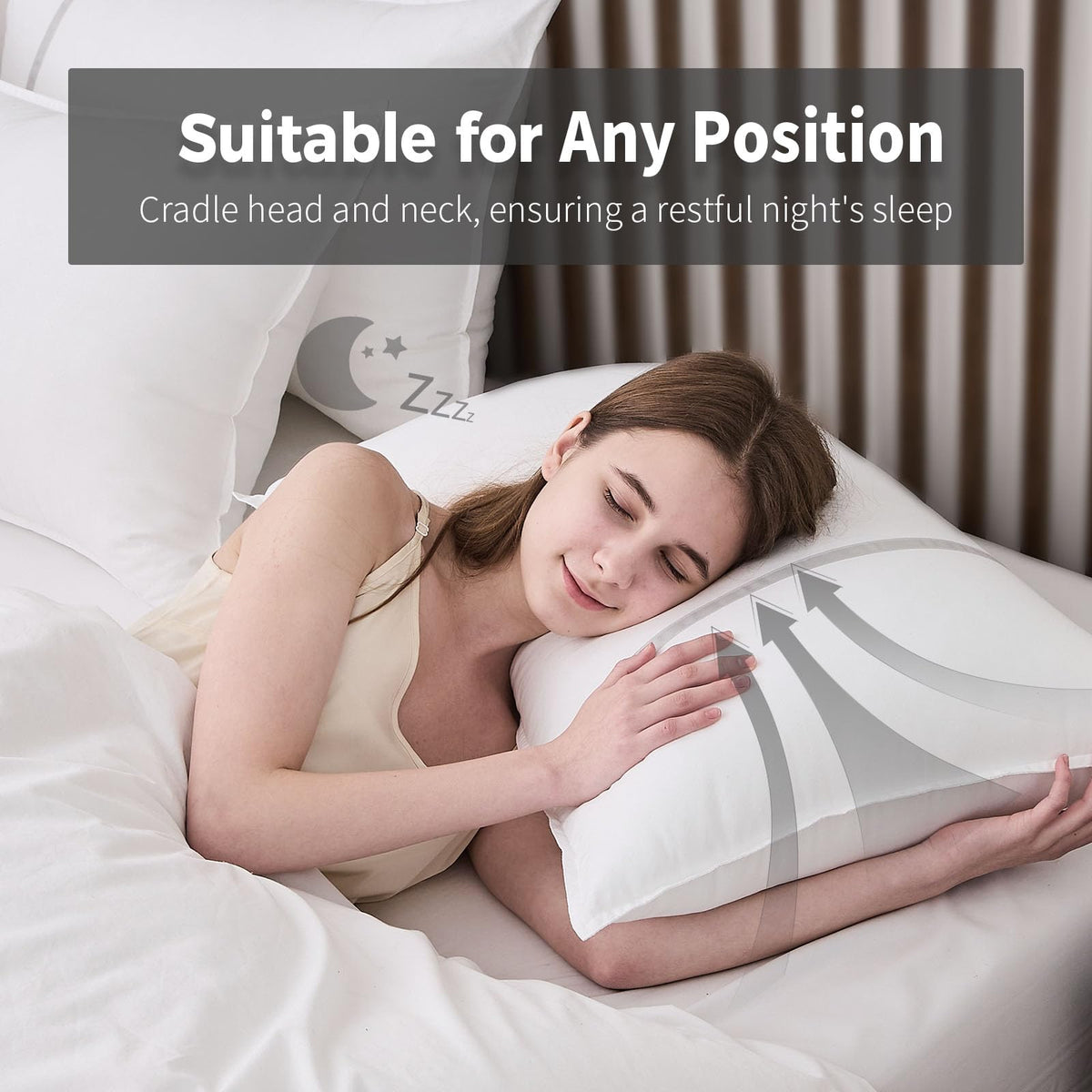 Queen Size Set of 2 Medium Firm Down Alternative Bed Pillows D802222