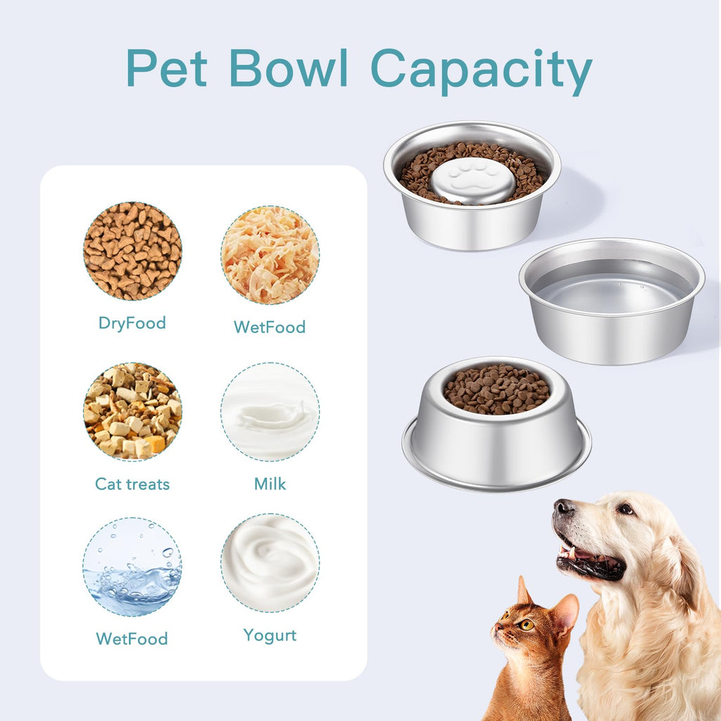 Stainless Steel Pet Dog Water and Food Bowl, 2-Pack Y277800