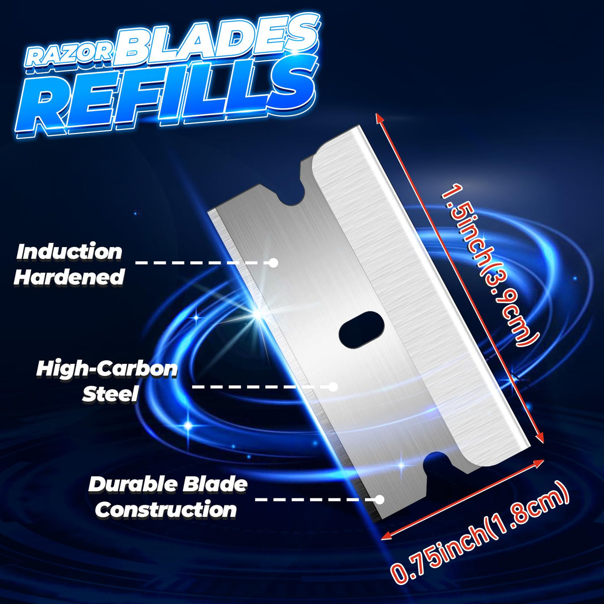Single Edge Razor Blades, 100 Blades, High Carbon Steel Z88244