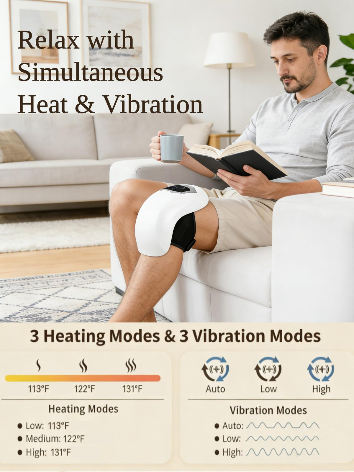 Cordless Portable Knee Massager with 3 Vibration Modes K274290