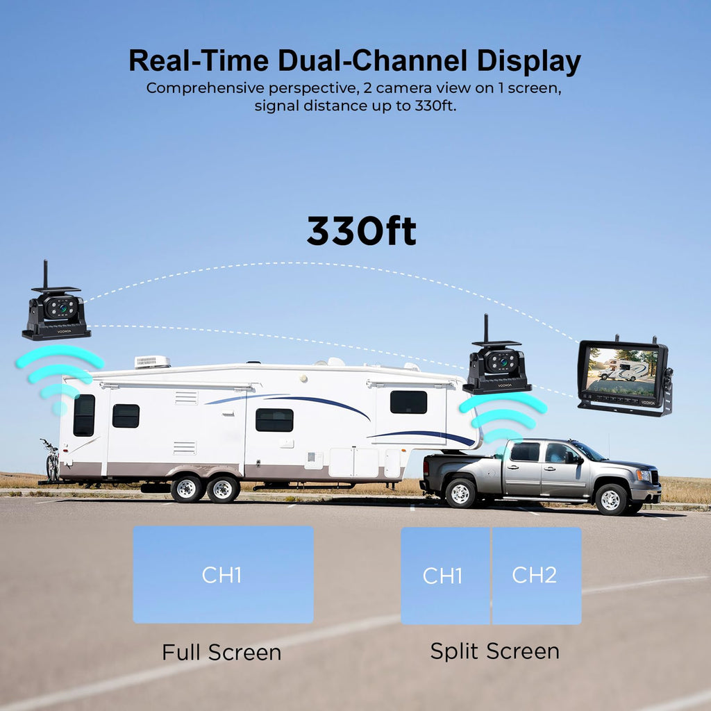 Magnetic Wireless Backup Camera with 7'' HD 1080P DVR Monitor System E216