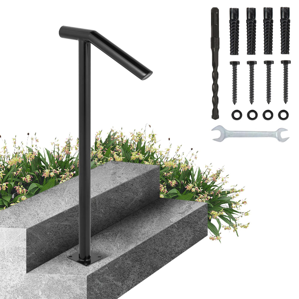 Black Steel Railing 330LBS Capacity Metal Handrails I52151