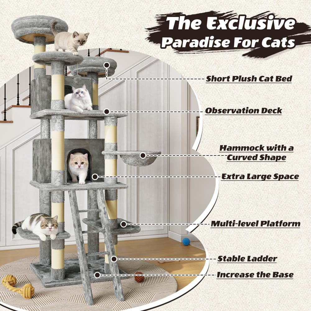72 inch Cat Tree with Scratching Posts C577854