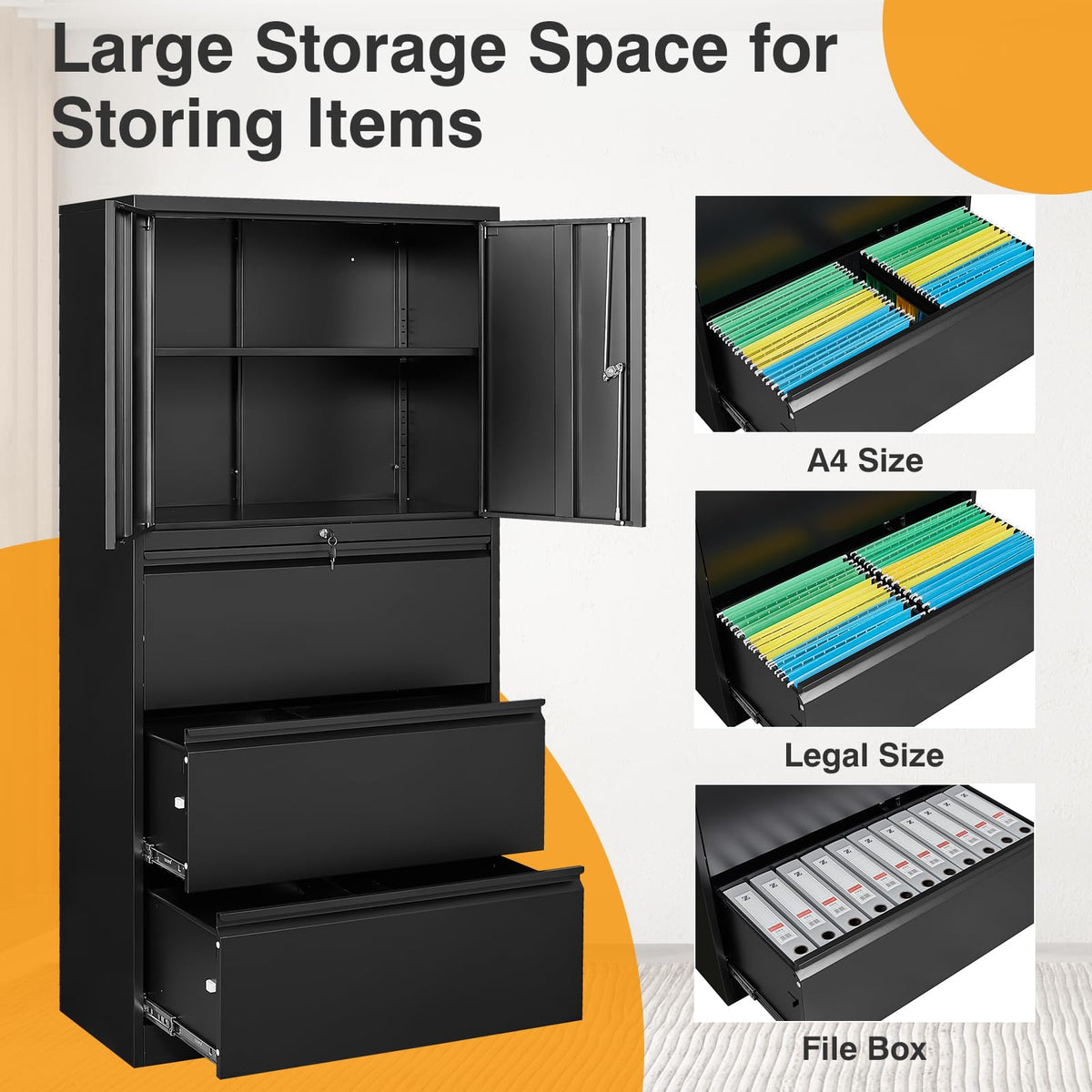3 Drawer Metal Lockable File Cabinet P53422