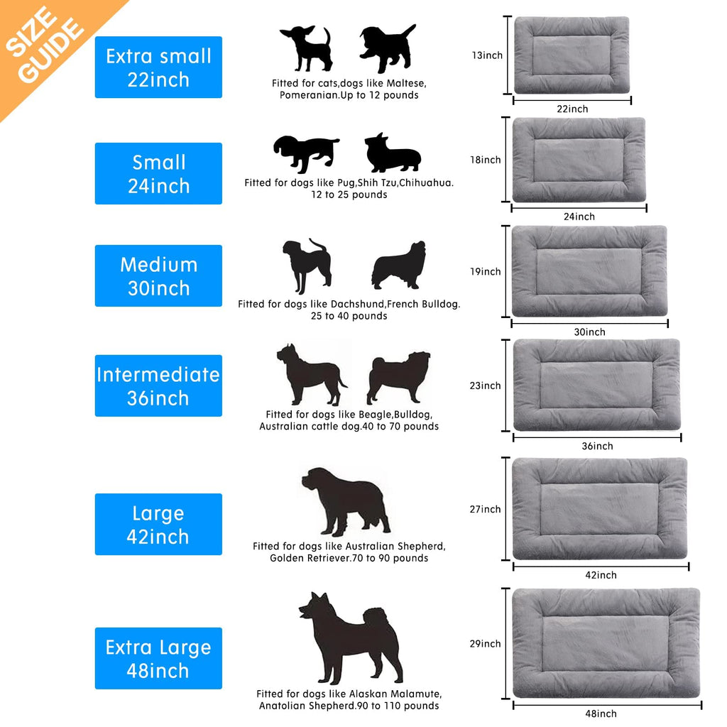 Washable Dog Crate Pad 36-Inch Gray Z85952