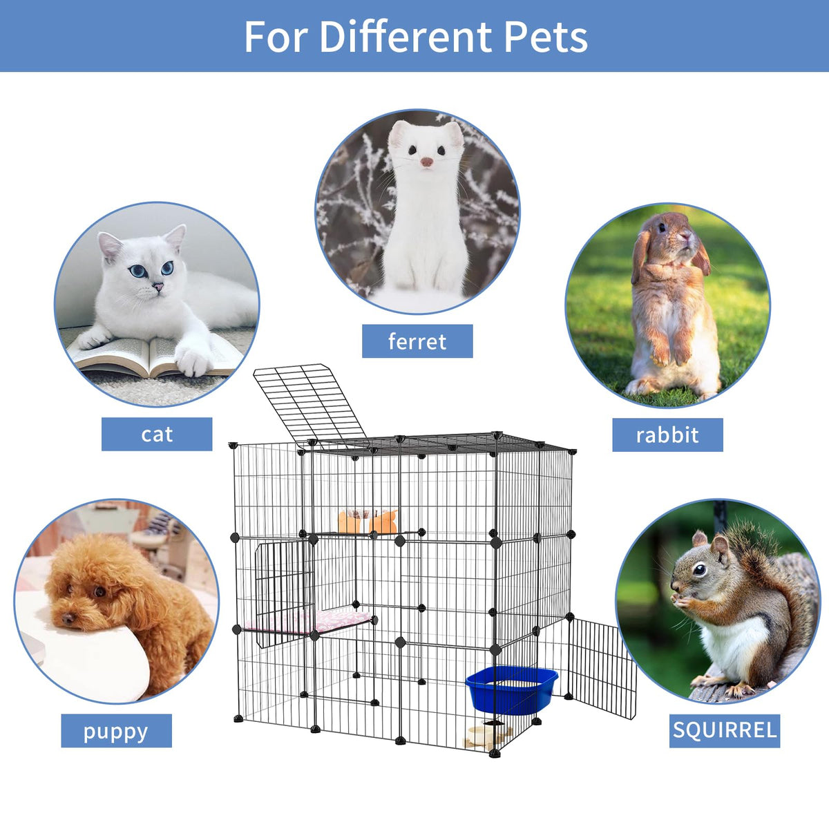 3-Tier Detachable Metal Wire Cat Cage Playpen X4000