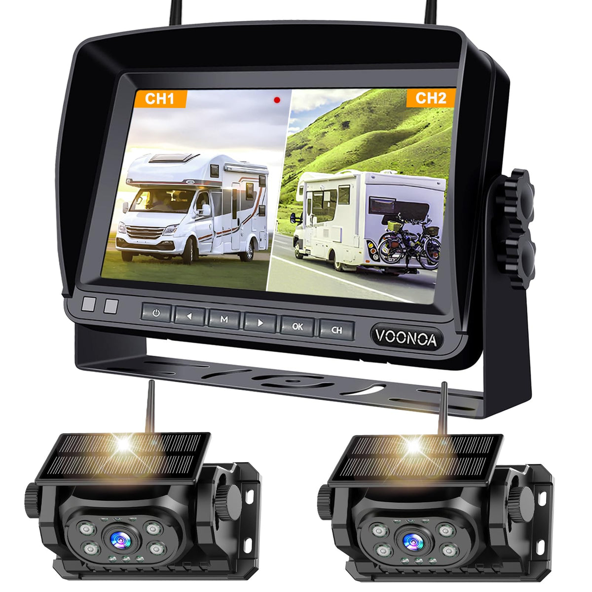 Magnetic Wireless Backup Camera with 7'' HD 1080P DVR Monitor System E216