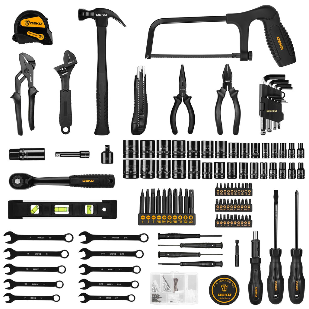 218-Piece General Household Hand Tool Kit with Storage Case Q728