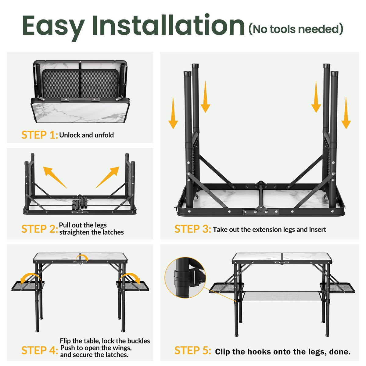 Folding Camping Table 3ft Aluminum with Side Racks & Storage Net D613
