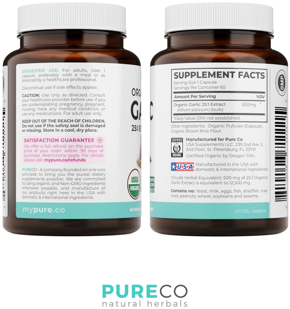 USDA Organic Odorless Garlic Capsules E100549