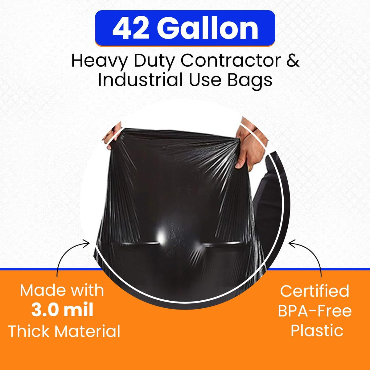 42 Gallon 32 Count Black 3 Mil Contractor Trash Bags X5391