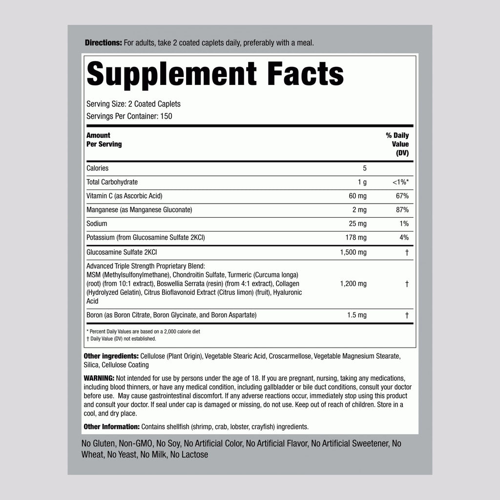 Glucosamine Chondroitin MSM Turmeric 300 Caplets O8133