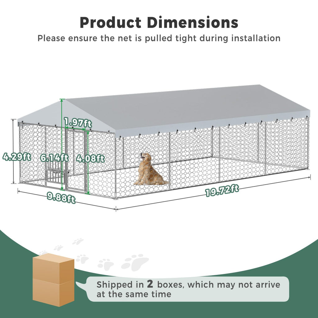 10×20FT Heavy Duty Chain Link Dog Kennel with Roof S800