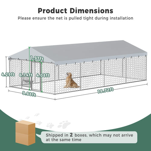 10×20FT Heavy Duty Chain Link Dog Kennel with Roof S800
