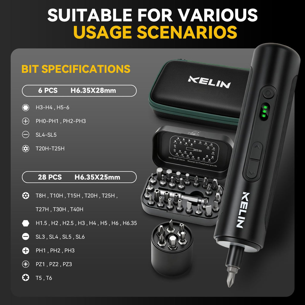 Electric Screwdriver Set 3 Torque Levels S2 Steel Bits N809420