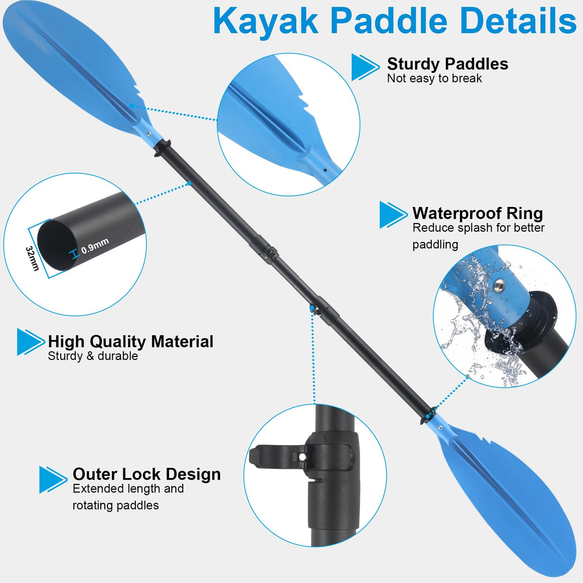 Telescoping Adjustable Kayak Paddle 70" to 95" R492628