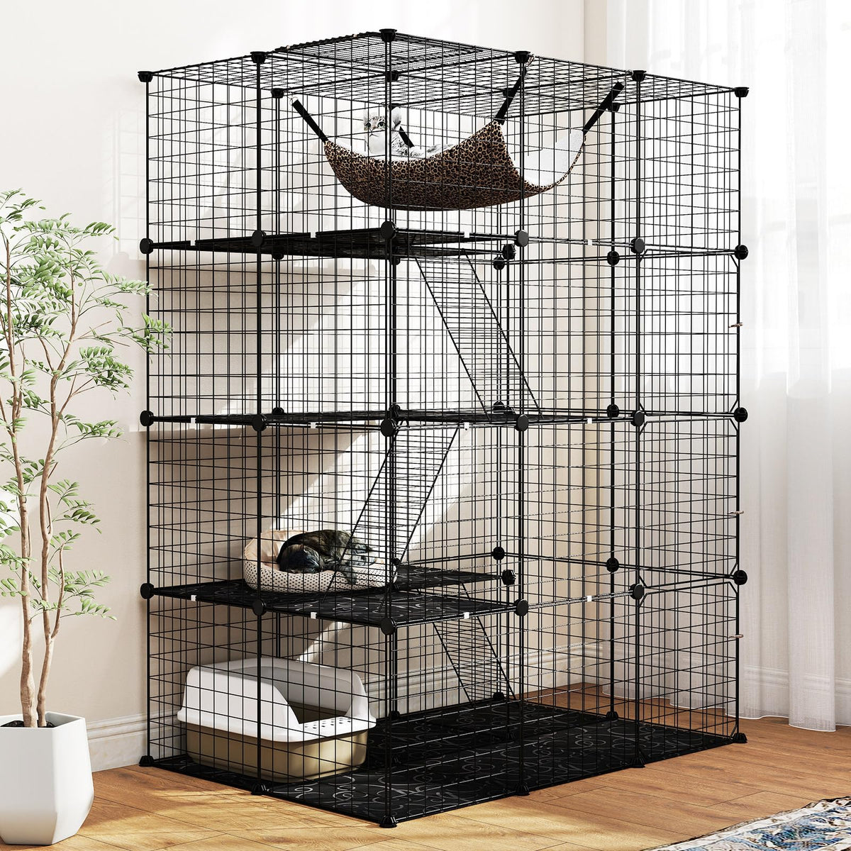 56" 4-Tier Cat Enclosure with Skylight D56216