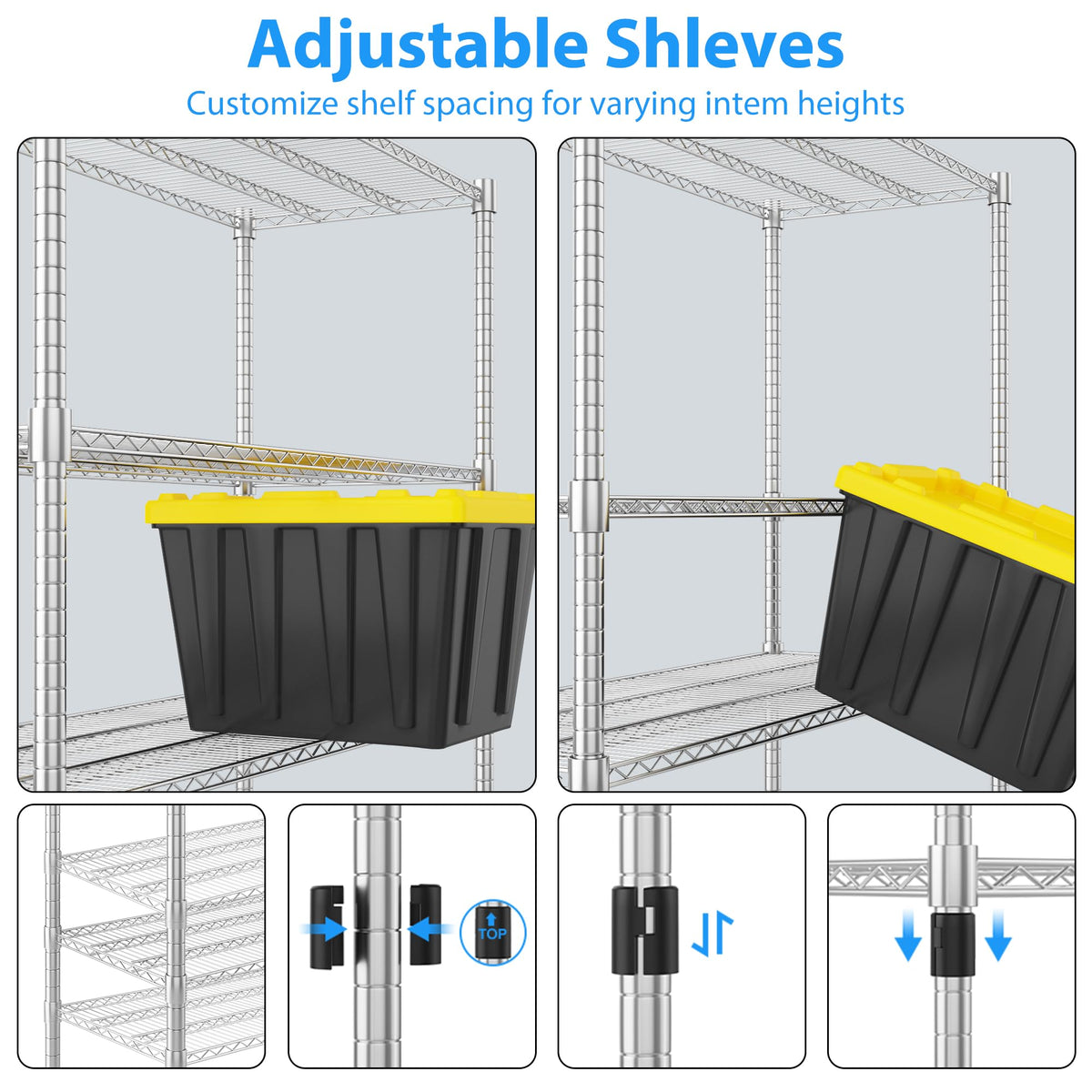 4-Tier Heavy Duty Metal Shelves with Wheels L9502