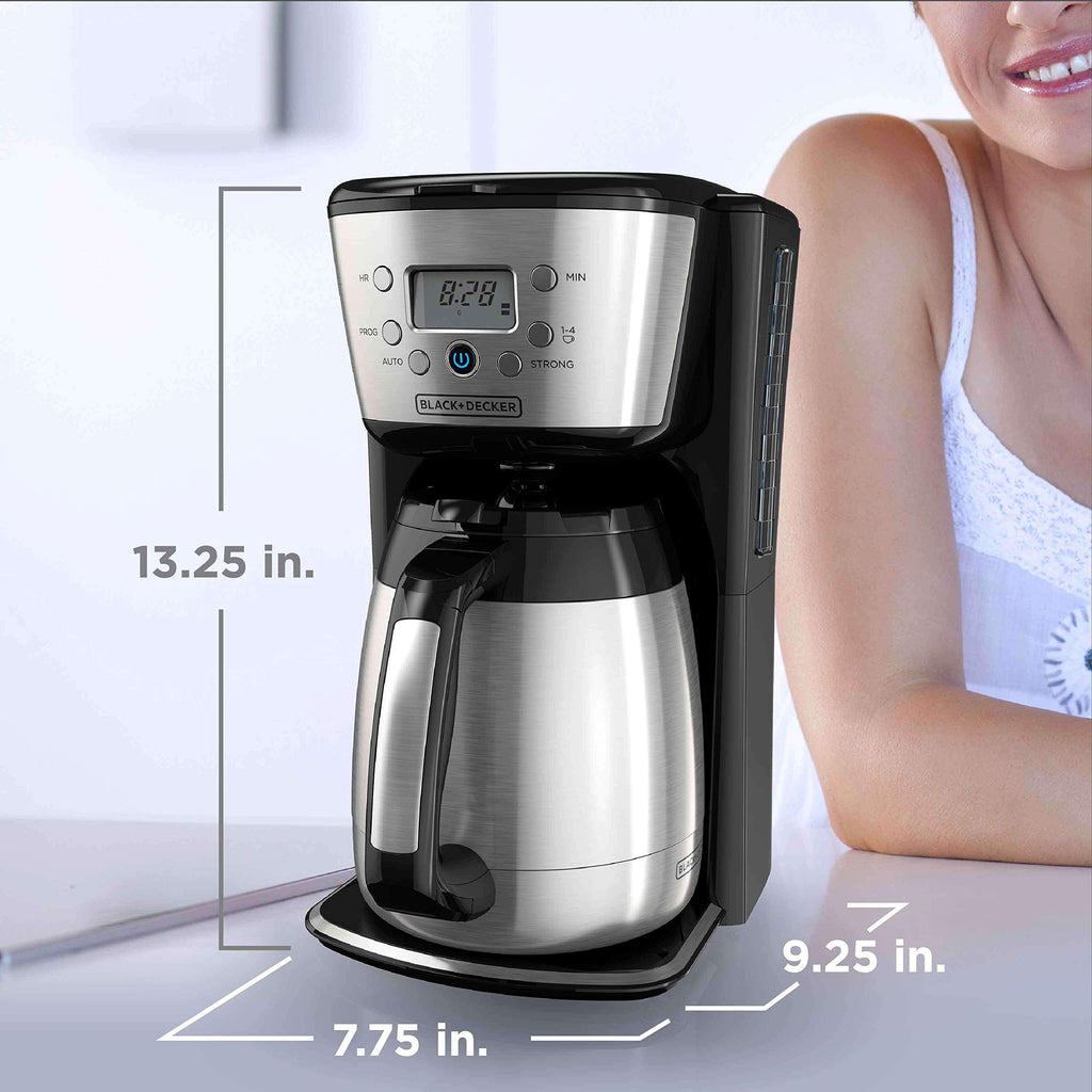 Black and Silver 12 Cup Programmable Thermal Coffee Maker B787748