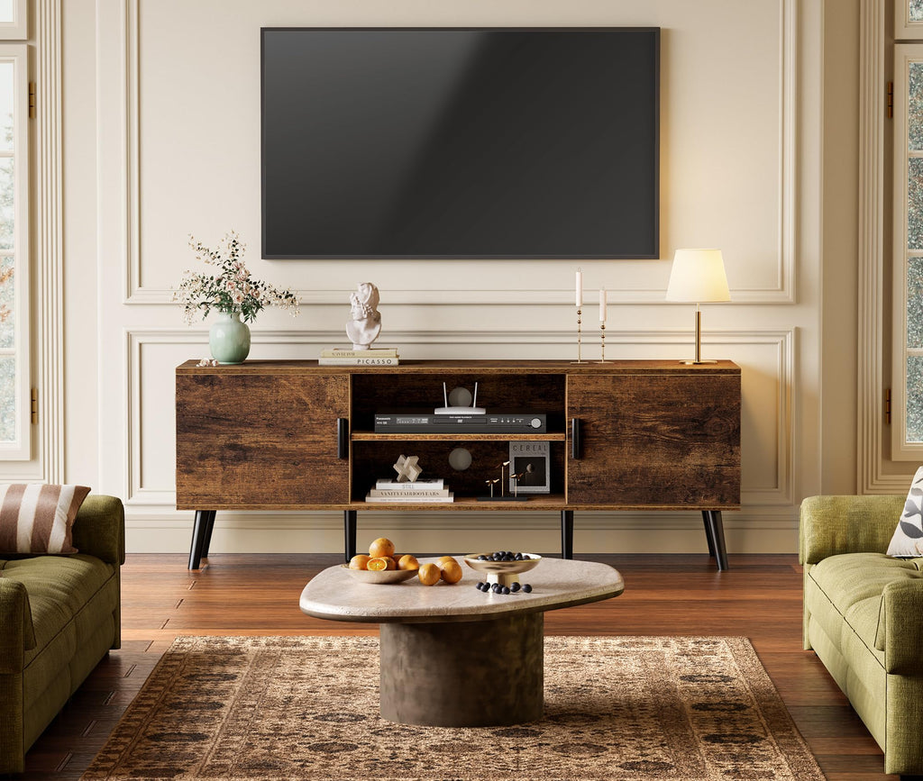 55 Inch TV Stand with Adjustable Shelf and 2 Cabinets W164752