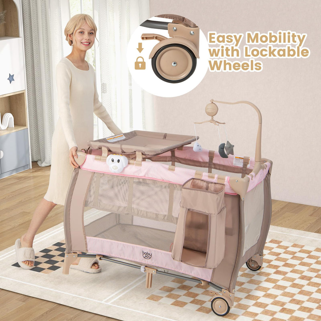 3 in 1 Pink Pack and Play with Bassinet N719