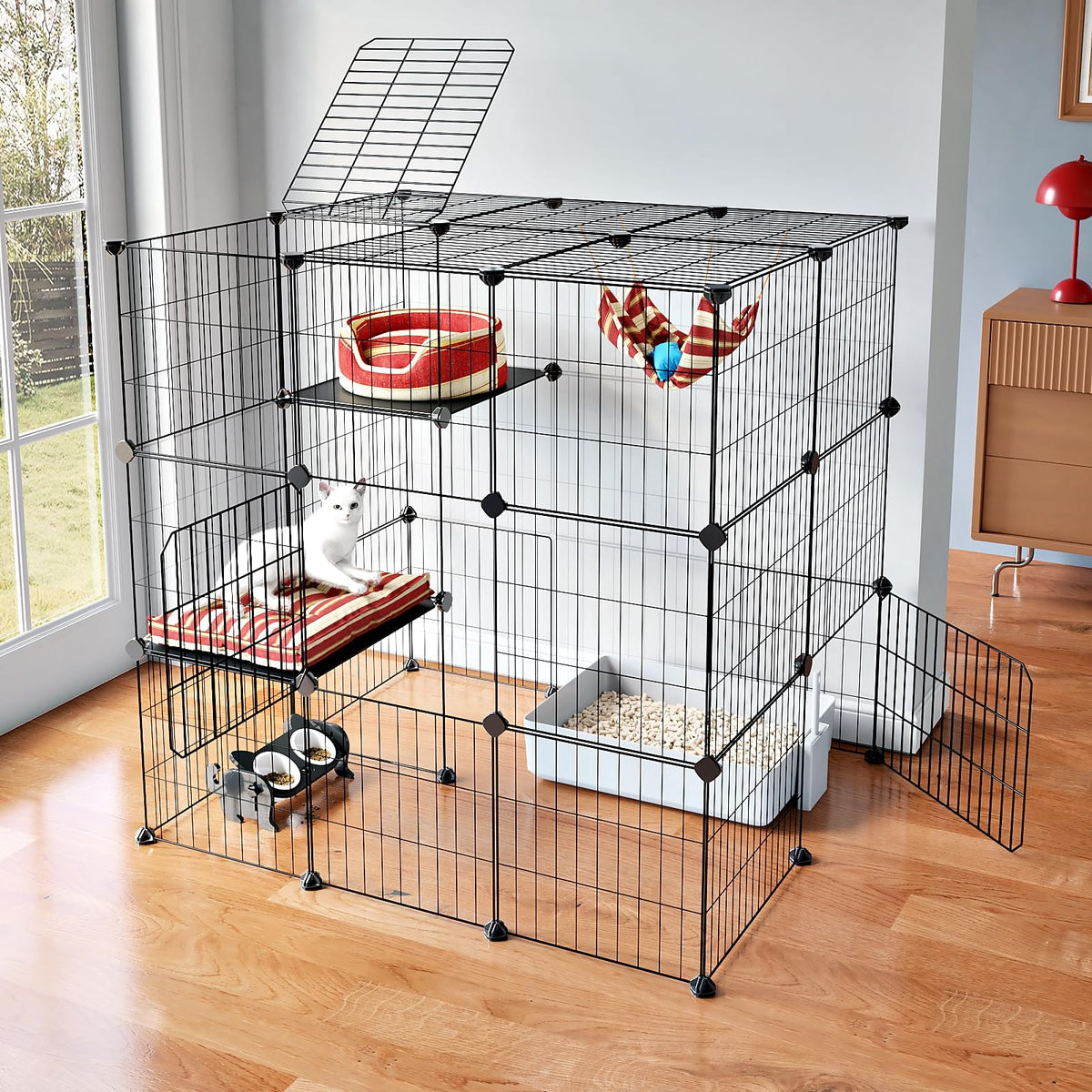 3-Tier Detachable Metal Wire Cat Cage Playpen X4000
