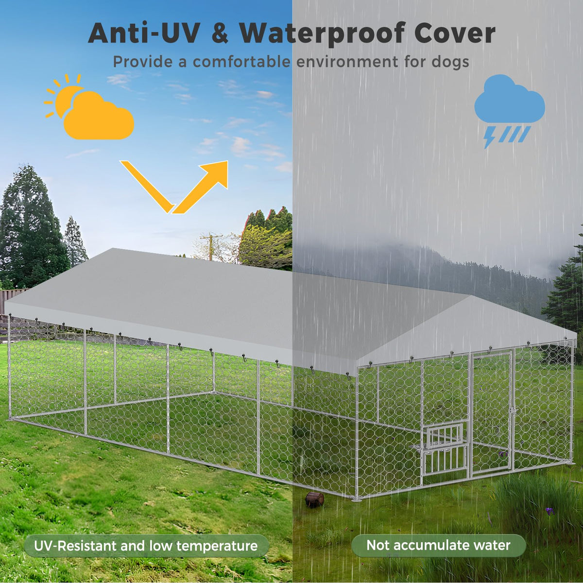10×20FT Heavy Duty Chain Link Dog Kennel with Roof S800