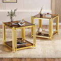 Gold Square Glass End Table, Set of 2 O2708