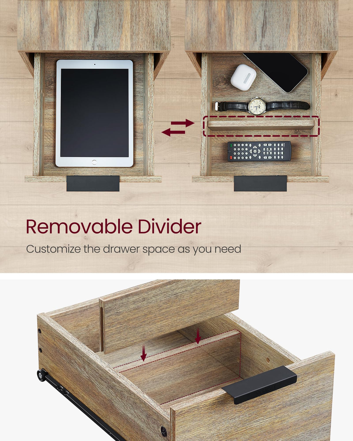 Side End Table with Charging Station Z504