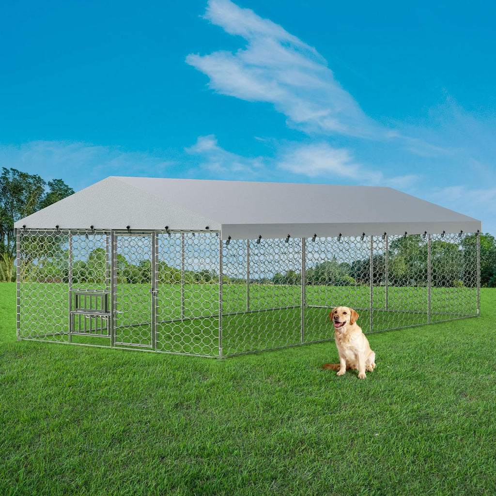 10×20FT Heavy Duty Chain Link Dog Kennel with Roof S800