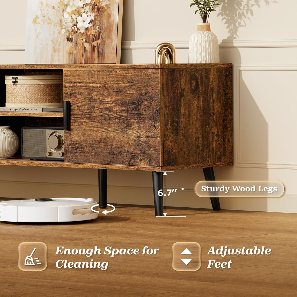 55 Inch TV Stand with Adjustable Shelf and 2 Cabinets W164752