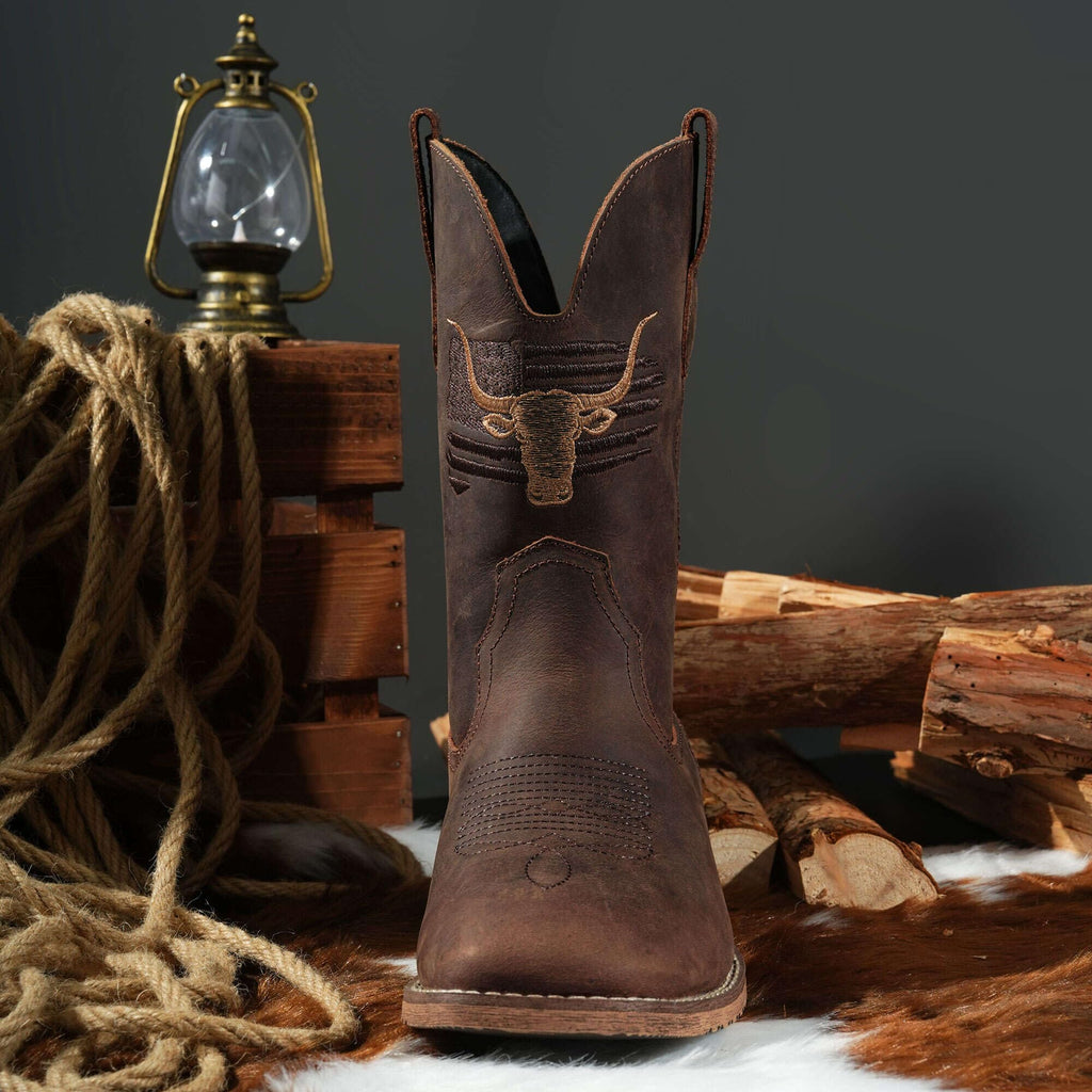 Cowboy Boots Wide Square Toe Slip Resist O949887
