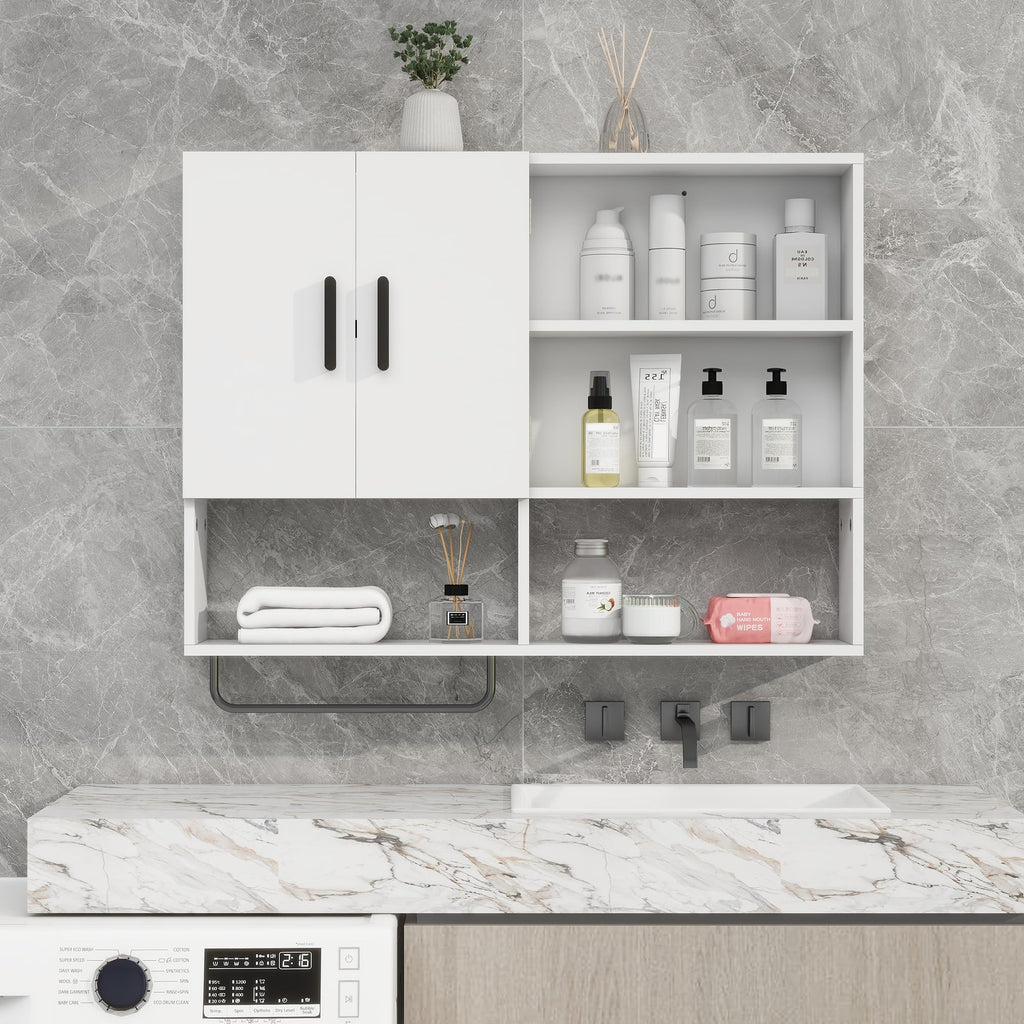 Bathroom Wall Cabinet with 2 Doors White H218