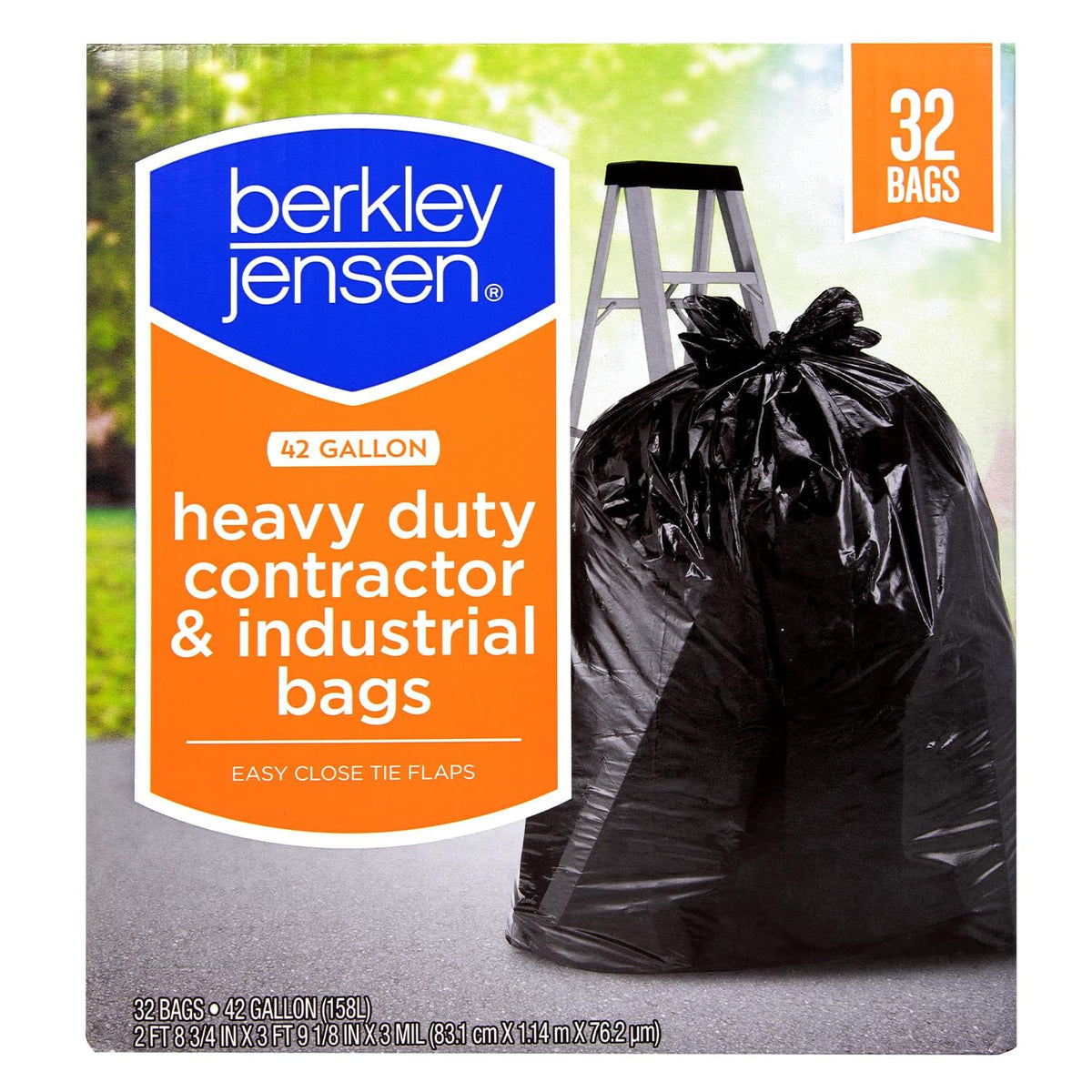 42 Gallon 32 Count Black 3 Mil Contractor Trash Bags X5391